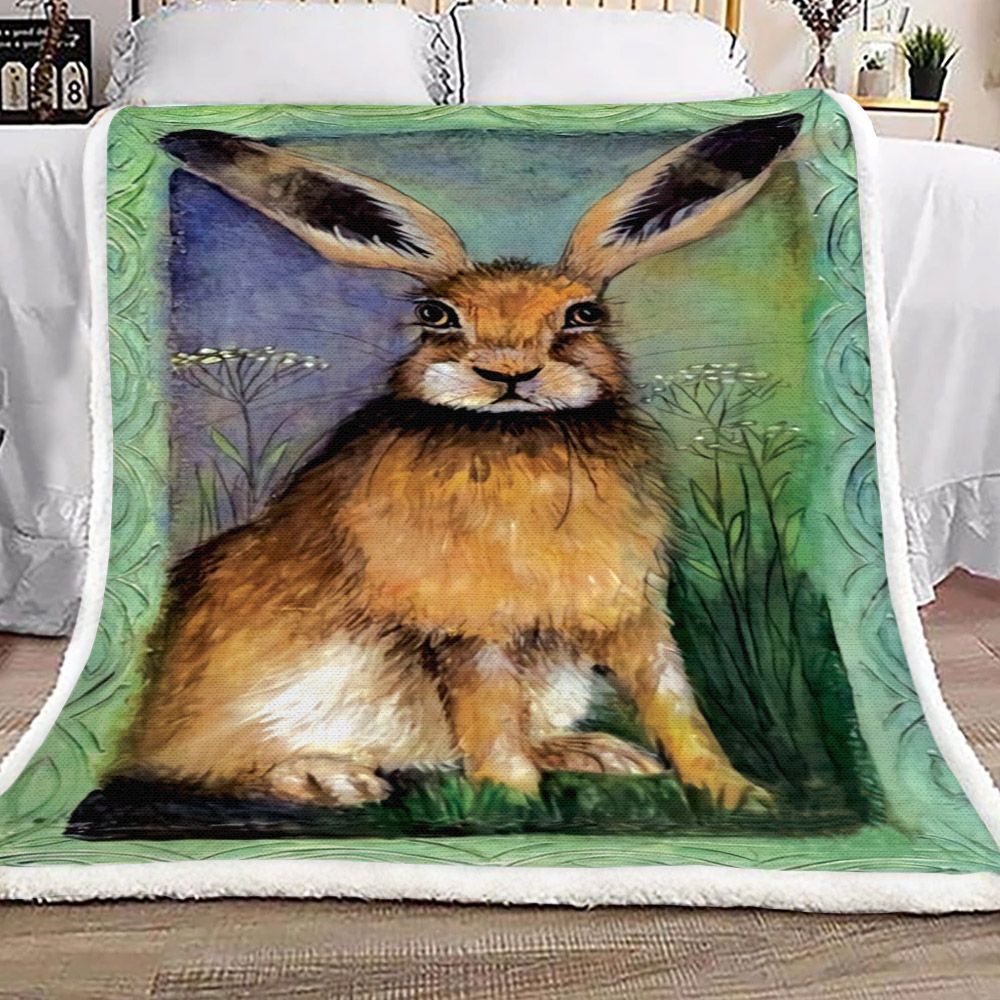 Rabbit Sherpa Fleece Blanket Yk