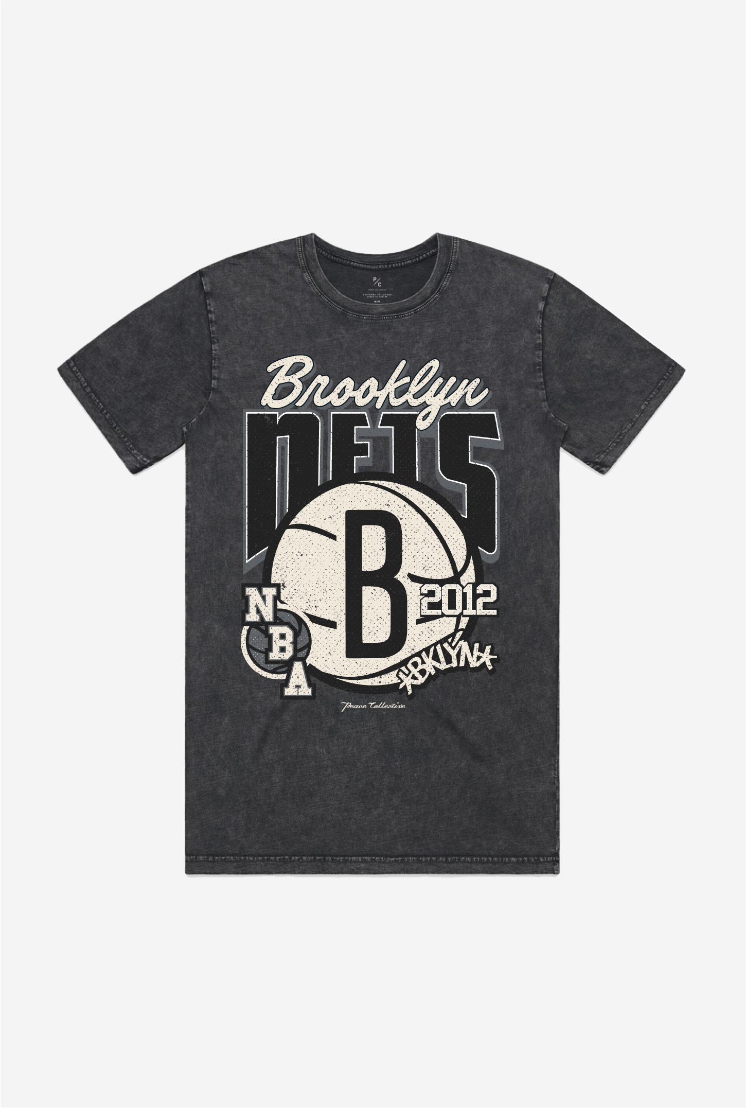 Brooklyn Nets Stonewash T-Shirt – Black