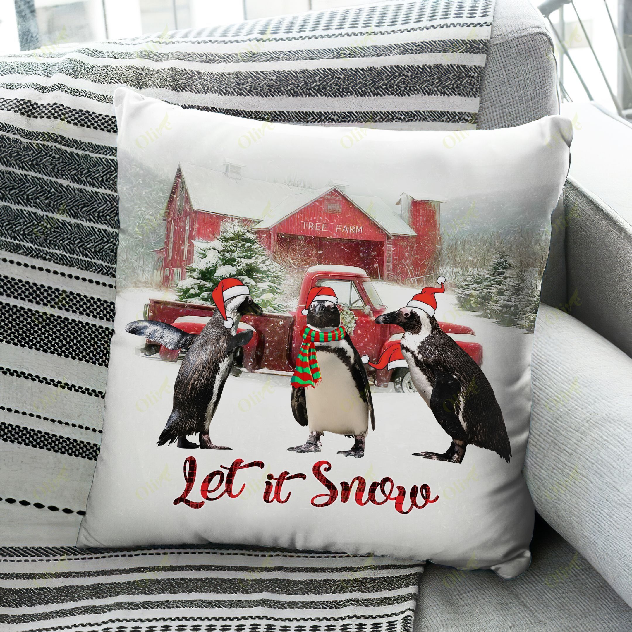 Penguin – Let It Snow Pillow Case, Pillow Sofa, Pillow Cover, Throw Pillow Covers, Pillow Sofa, Pillow Cover, Throw Pillow Covers