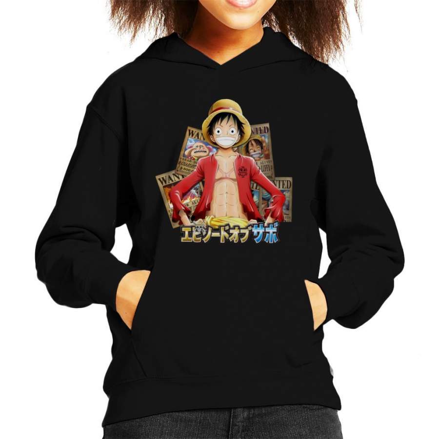 One Piece Luffy Wanted Posters Kid’s Hooded Sweatshirt