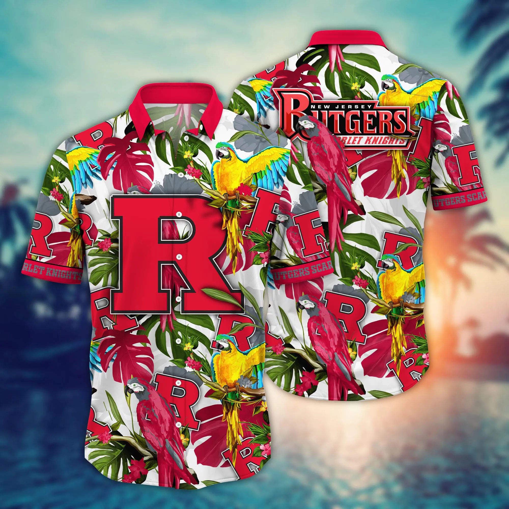 Rutgers Scarlet Knights NCCA Hawaiian Shirt Sun-Uptime Aloha Shirt