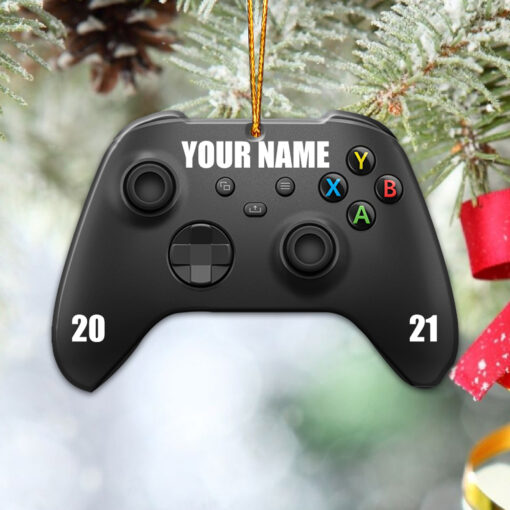 Personalized Xbox Playstation Gamer Ornament, Custom Christmas Gift, Game Controller Ornaments, Kids Tree Ornament, Rustic Tree Decor