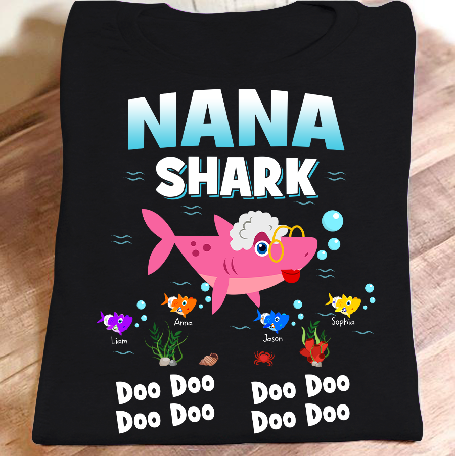 Apayprint – Nana Shark| Personalized T-Shirt, Hoodie, S – 5XL, White Grey Pink Blue Black