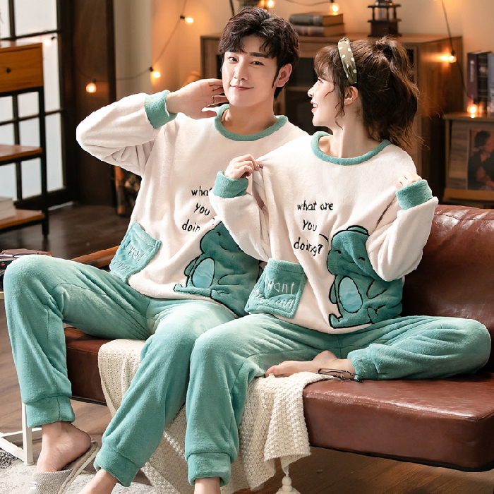 Autumn Winter Women Pajamas Warm Flannel Pajamas Sets Couple Sleepwear Family Pijama Lover Night Men & Women Casual Men Homewear alx