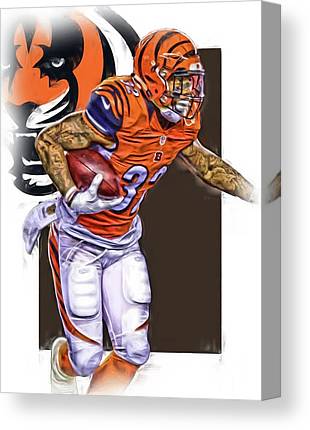 Jeremy Hill Cincinnati Bengals Oil Art Joe Hamilton Canvas Print