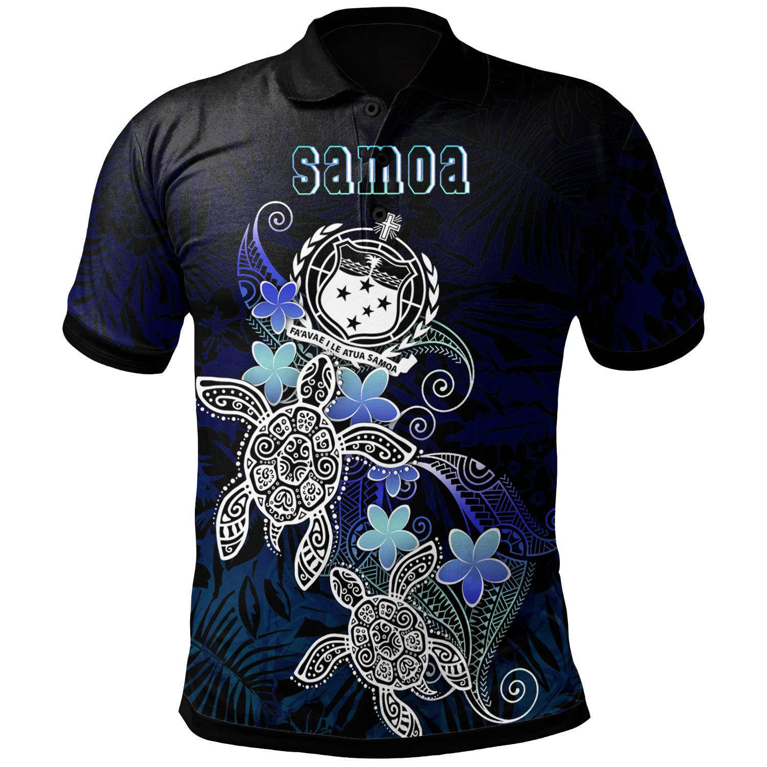 Samoa Polynesian Polo Shirt – Blue Turtle Couple – BN22