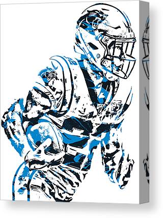 Christian Mccaffrey Carolina Panthers Pixel Art 45 Joe Hamilton Canvas Print