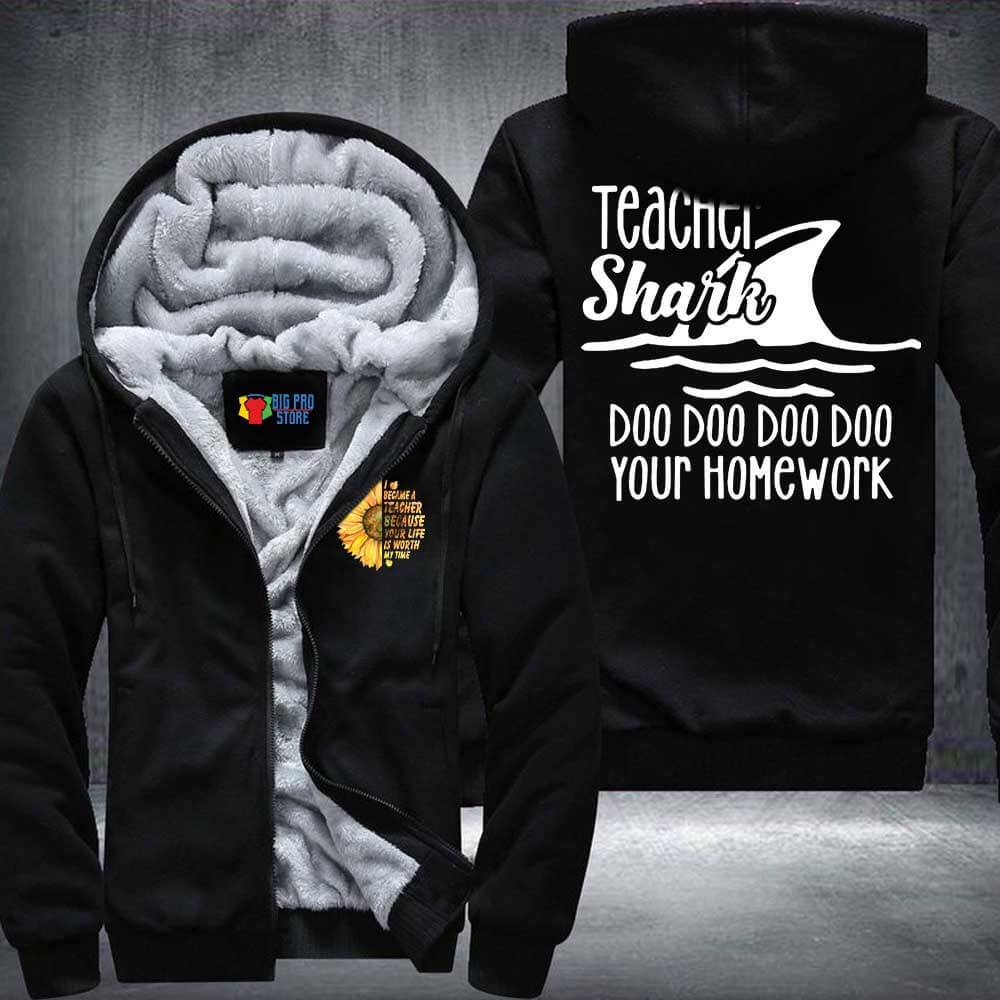 Teacher Shark I Became A Teacher Fleece Hoodie