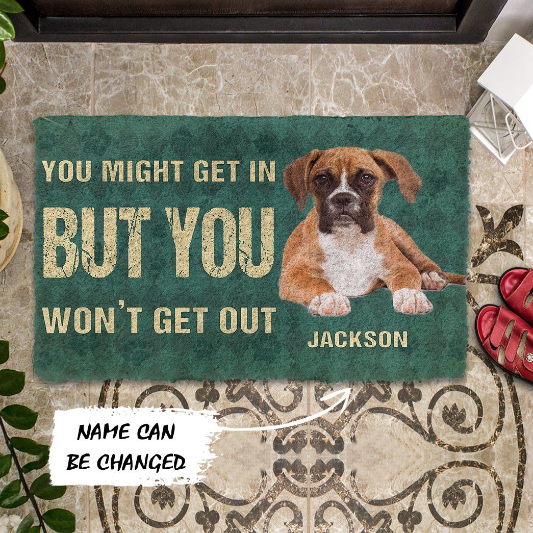 3D You Might Get In But You Wont Get Out Boxers Dog Doormat