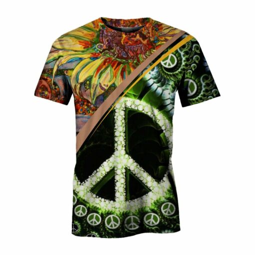 Hippie Green Peace Sign 3D All Over Printed Shirts For Men And Women, Gift For Hippie Lover, Hippie Soul