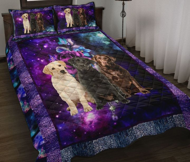 Labrador Dogs On Flower Galaxy 3D Print Bedding Set