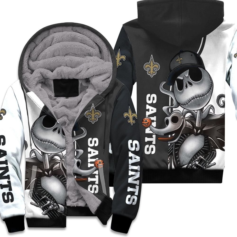 New Orleans Saints Jack Skellington And Zero Fleece Hoodie