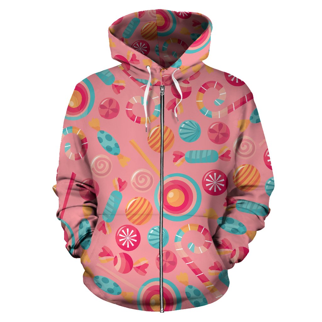 Colorful Candy Pattern Zip Up Hoodie