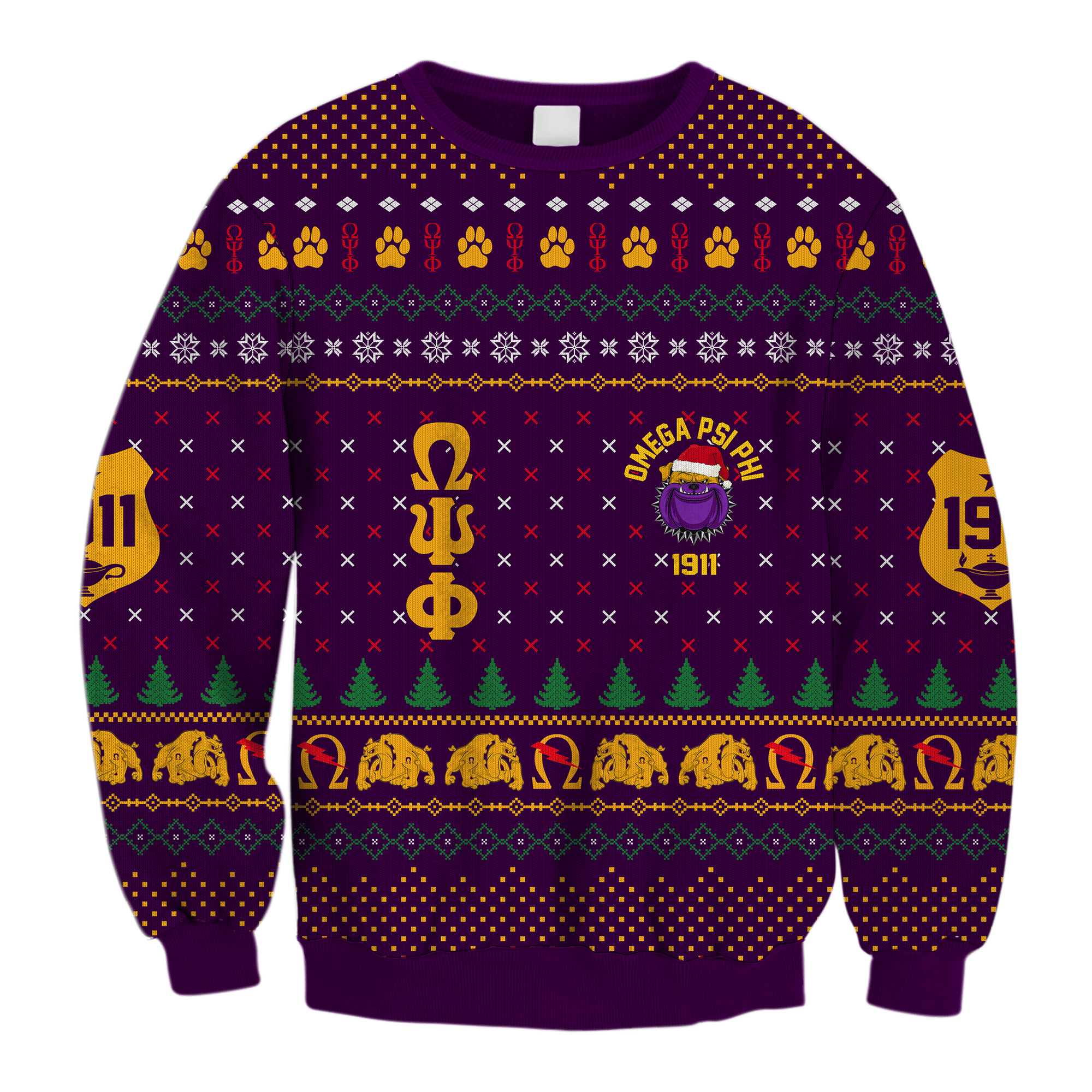 Fraternity Sweatshirt – Lux Omega Psi Phi King Of Bulldogs Christmas Crewneck Sweatshirt