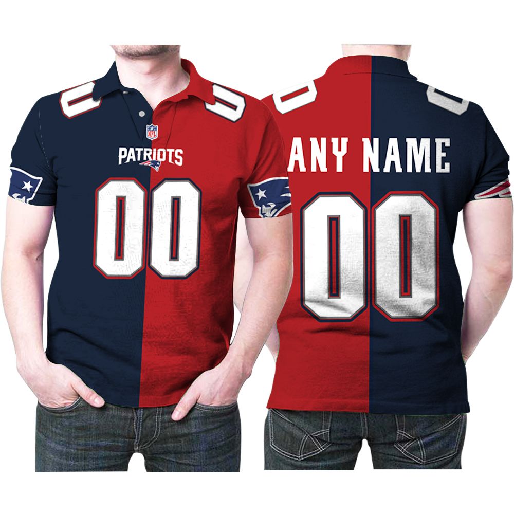 New England Patriots Custom American Football Tom Brady Vapor Navy Red Two Tone Jersey Style Gift For Patriots Fans Polo Shirt