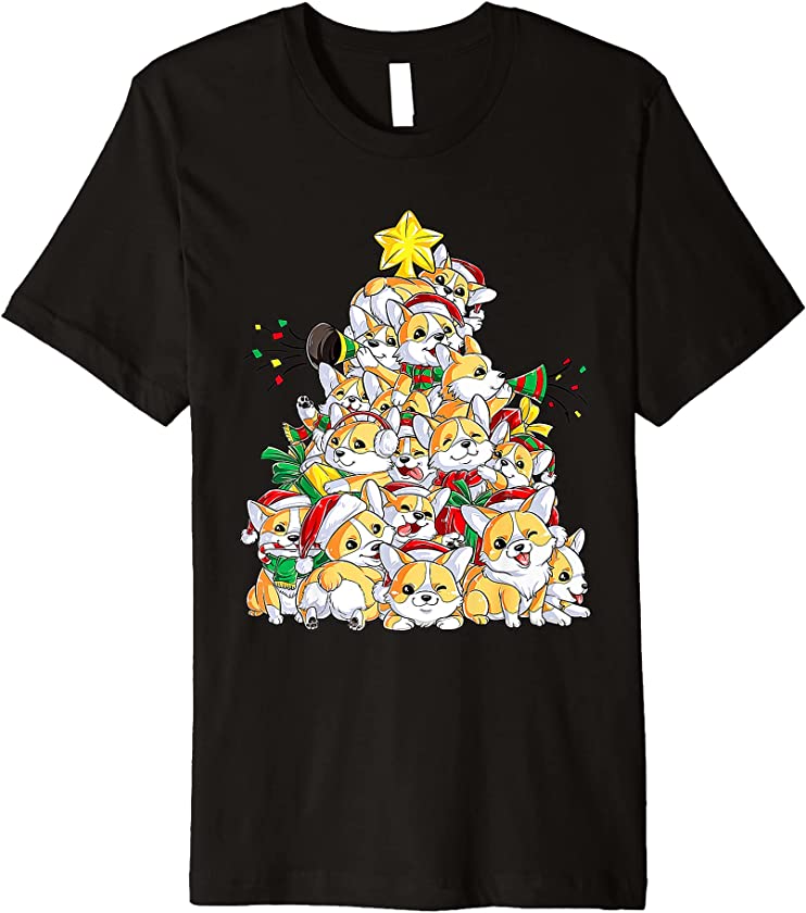 Corgi Dogs Christmas Tree Merry Corgmas Xmas Pet Puppy Lover Premium T-Shirt