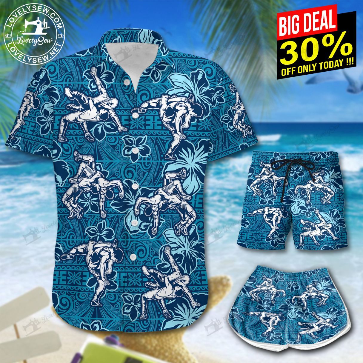 Wrestling Hawaiian Shirt Shorts Ha76595