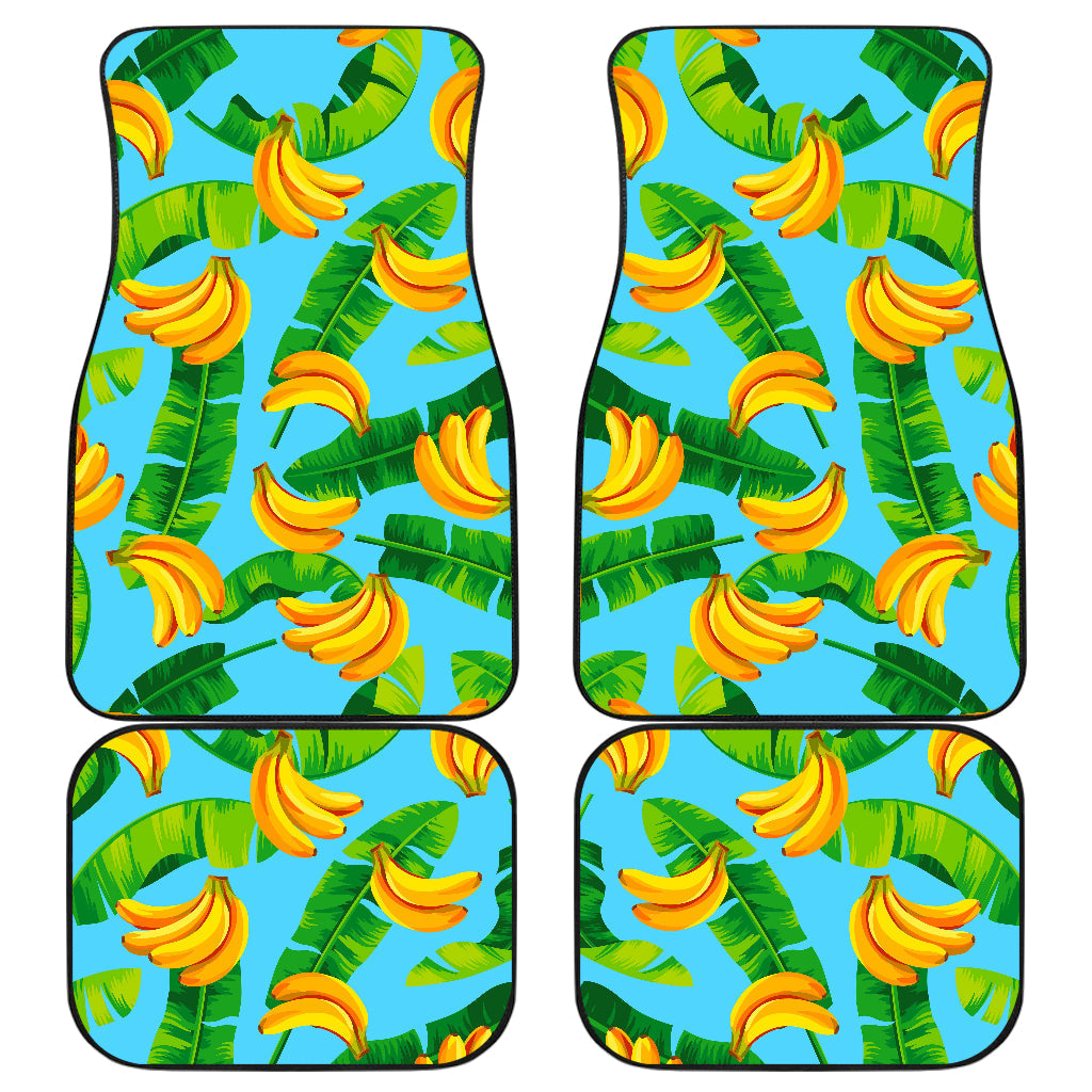 Banana Leaf Pattern Print Front And Back Car Floor Mats, Front Car Mat