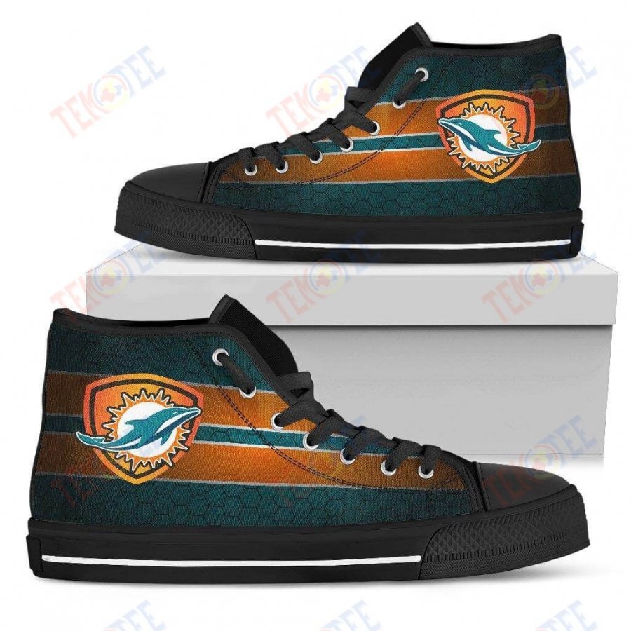 Mens Womens Miami Dolphins High Top Shoes The Shield Shoes TMT310