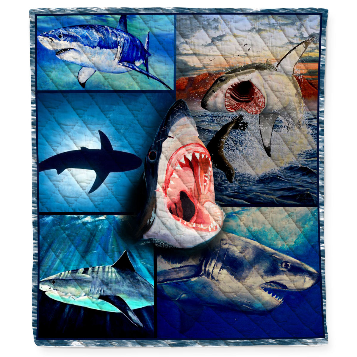 White Shark Quilt Blanket