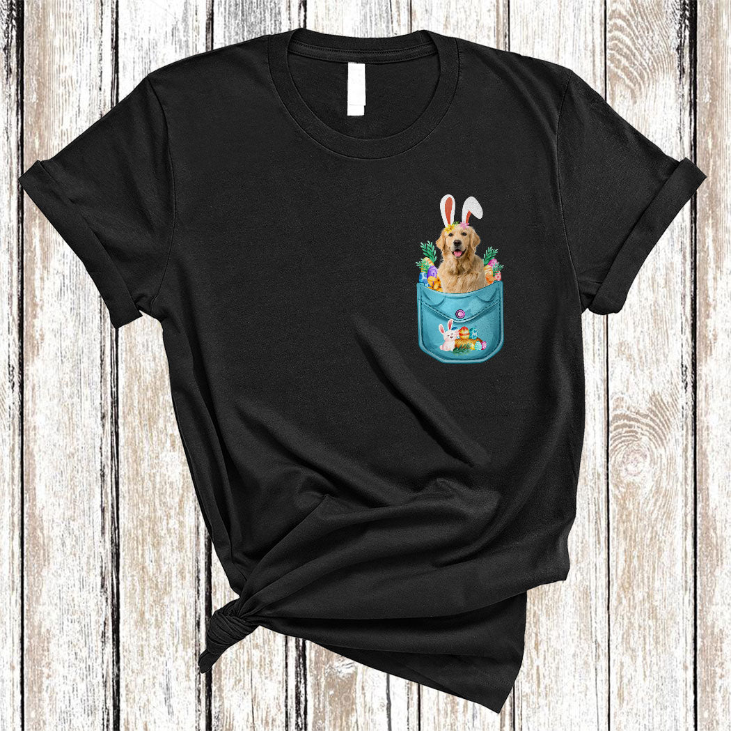 Bunny Golden Retriever In Easter Pocket Cute Easter Day Egg Hunt Bunny Dog Lover Gifts T-Shirt