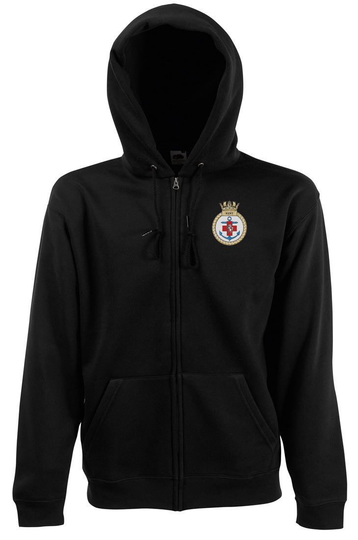 HMS Kent - Official Royal Navy Zipped Hoodie Jacket - Embroidered Logo ...