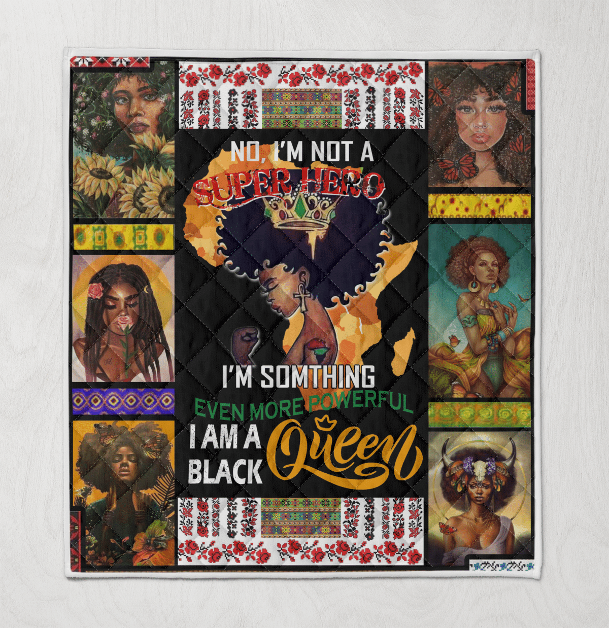 Quilt For Black Queen Afro Art Quilt For Black Women Quilt For Black Girl