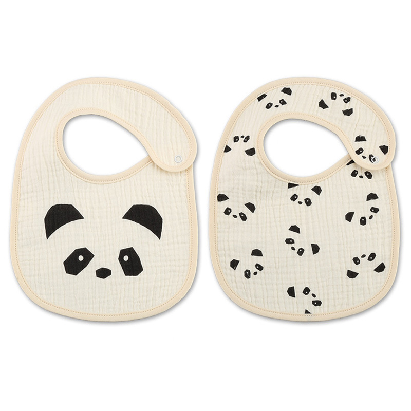 2Pcs/Set Soft Cotton Baby Bibs Cartoon Bear Panda Boys Girls Bibs Burp Cloths Cute Rabbit Print Newborn Scarf Baby Feeding Stuff alx