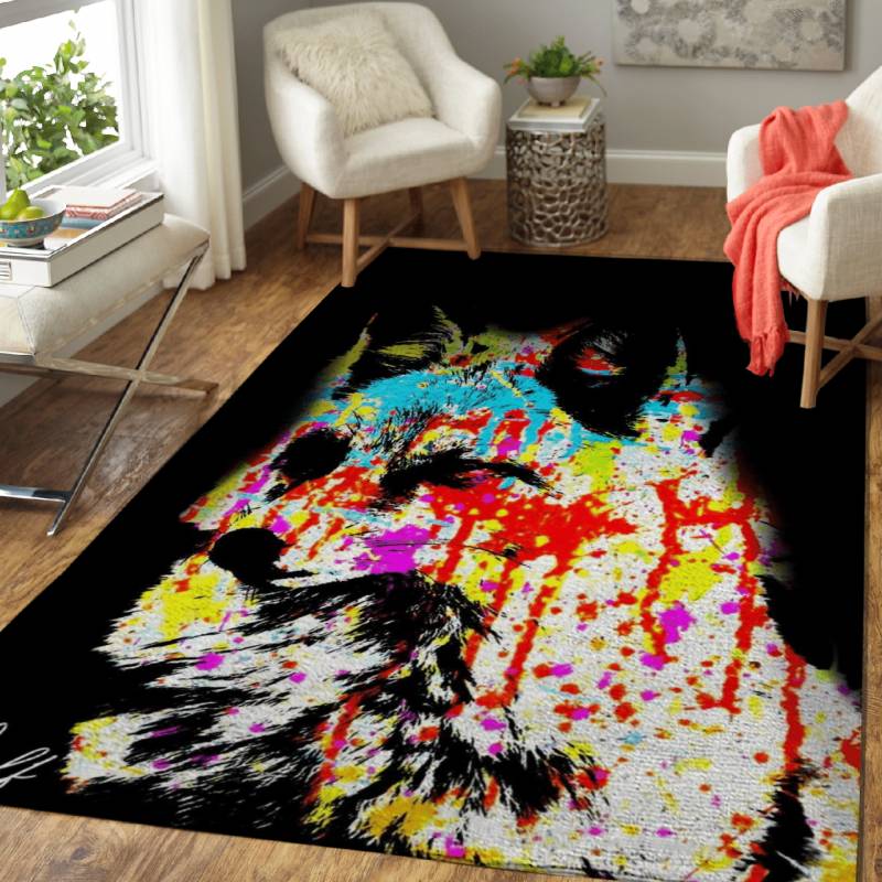 wolf – Colored Animals Area Rug Carpet