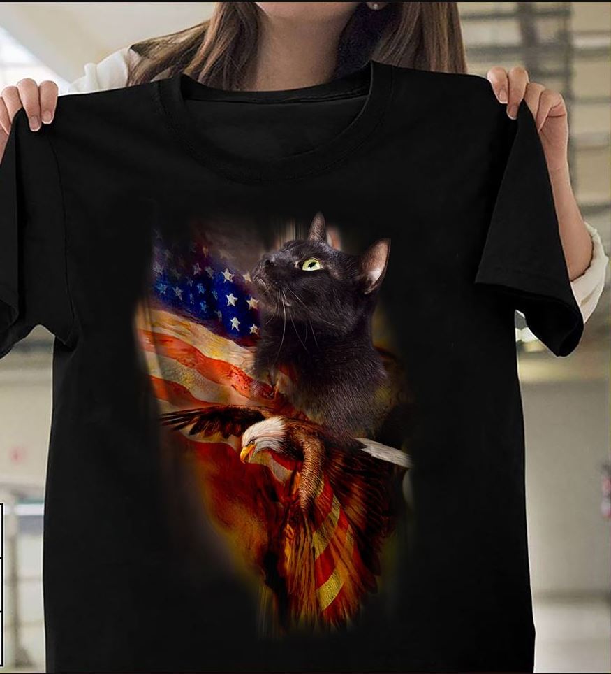 Black Cat American Flag Gift Standard/Premium T-Shirt