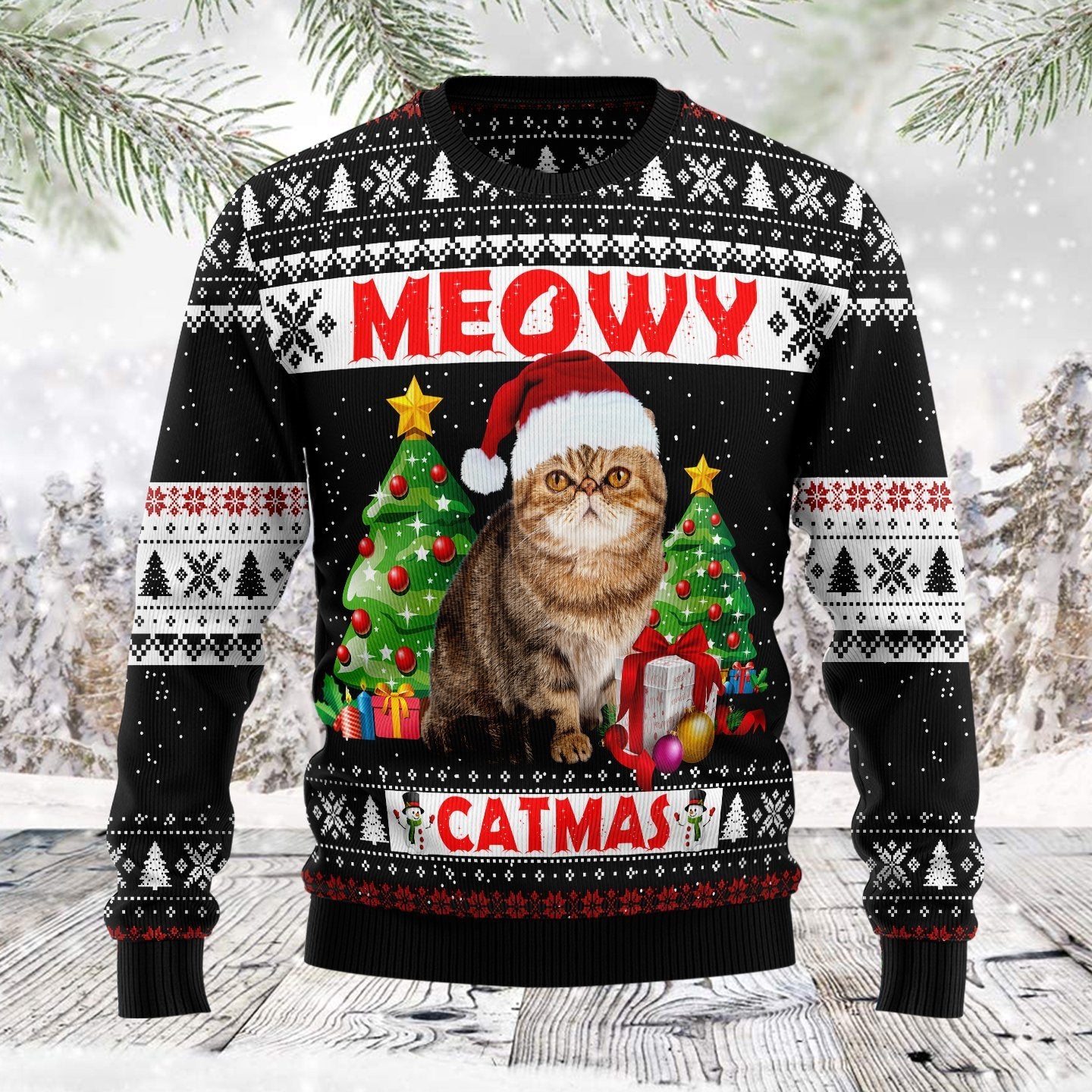 Meowy Christmas Ugly Christmas Sweater | For Men & Women | Adult | Us6073