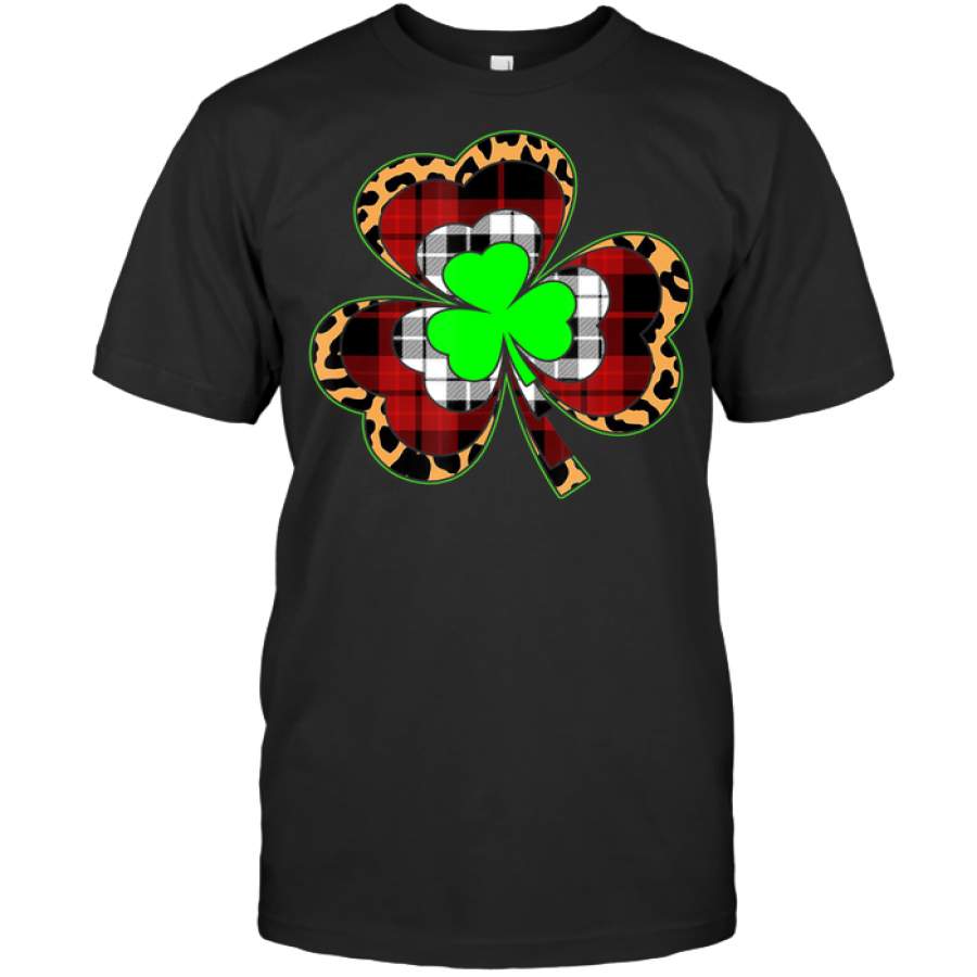 Buffalo Plaid Shamrock Leopard Irish Boobies St Patricks Day T Shirt