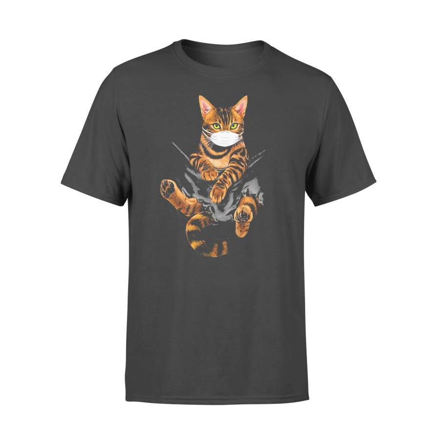 Bengal Cat Face Mask In The Pocket T-shirt