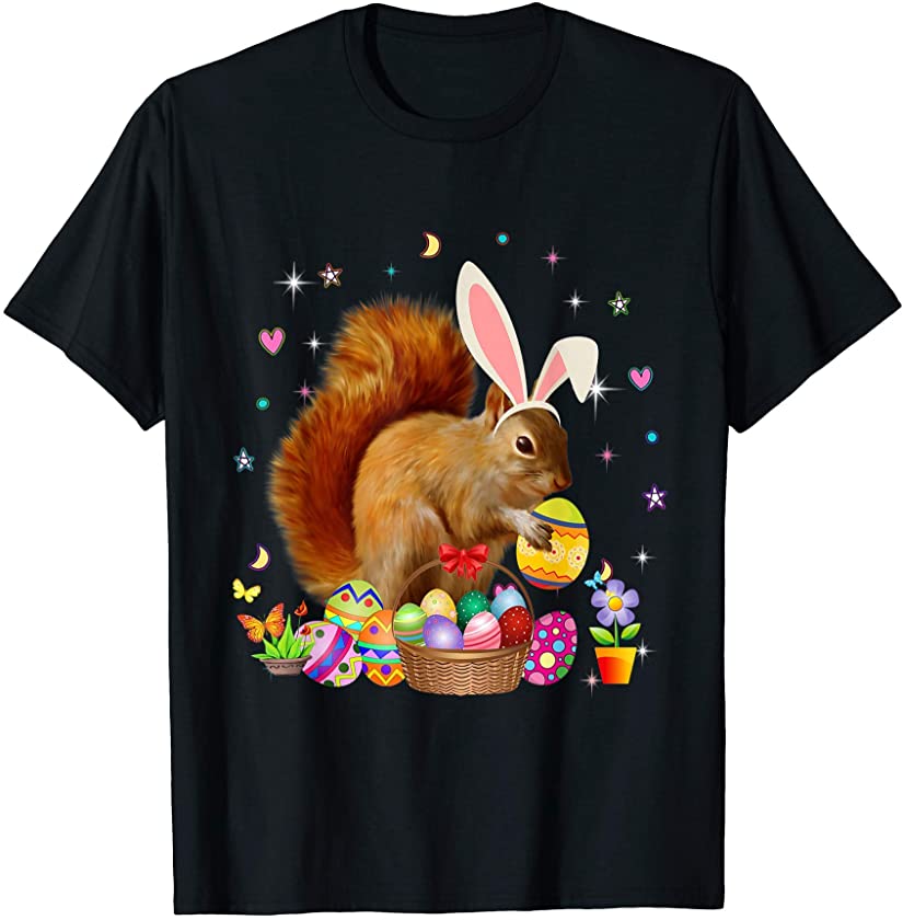 Cute Squirrel Easter Day Bunny Eggs Easter Costume Womens T-Shirt