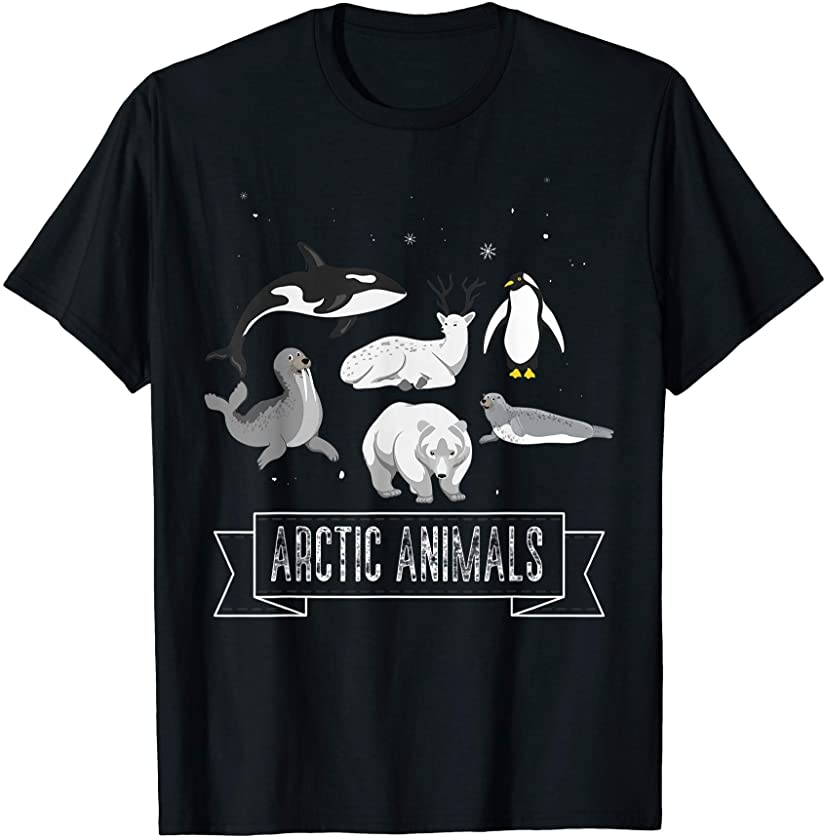 Arctic Animals Gift Walrus Penguin Bear Arctic Kids Men T-Shirt