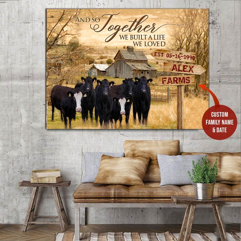 Angus Cow Canvas Personalized Painting Art Farms Animal Home Decoration Gift Idea