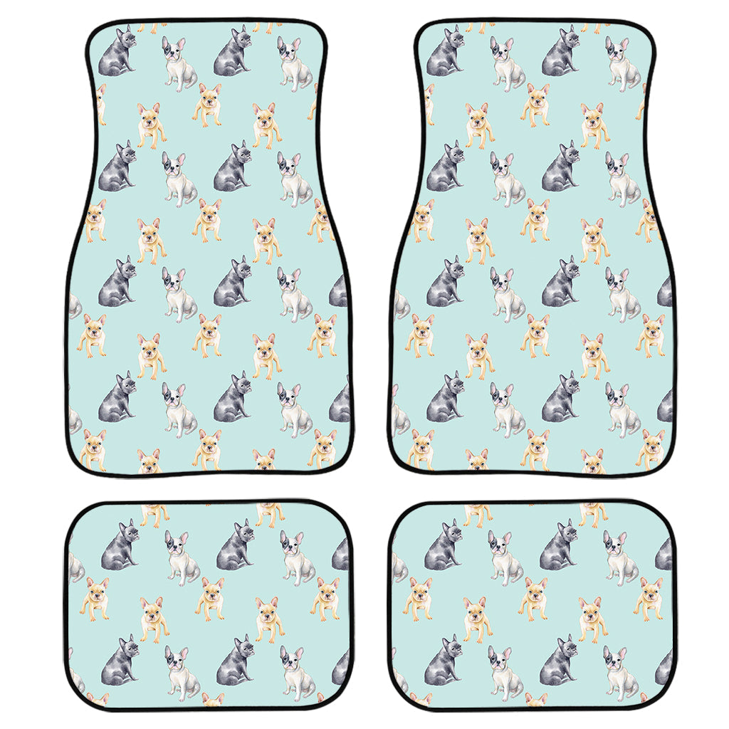 Watercolor French Bulldog Pattern Print Front And Back Car Floor Mats, Front Car Mat