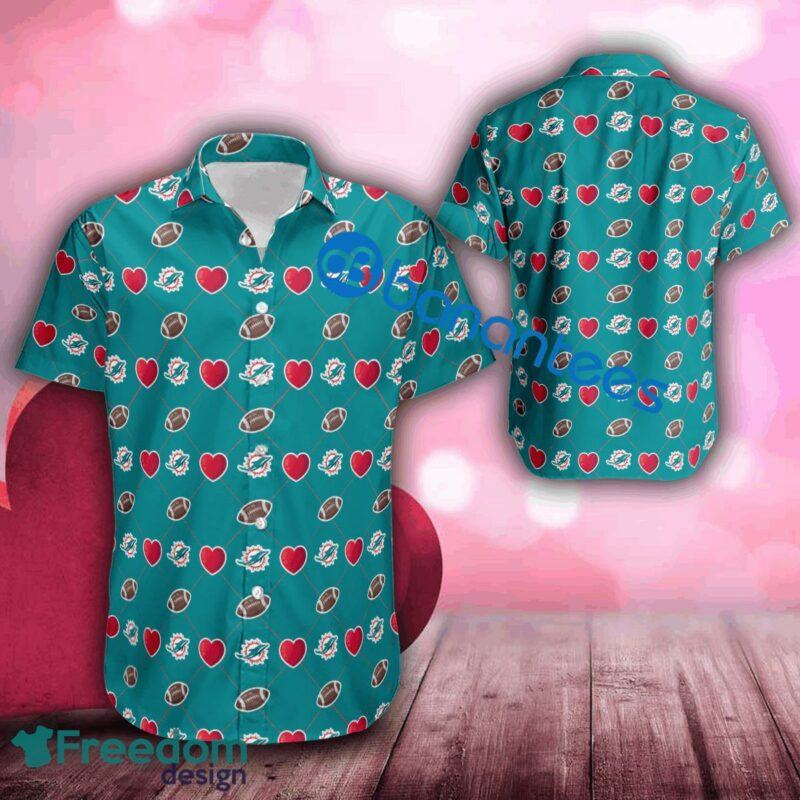 Heart Pattern Miami Dolphins Logo Valentines Day Hawaiian Shirt