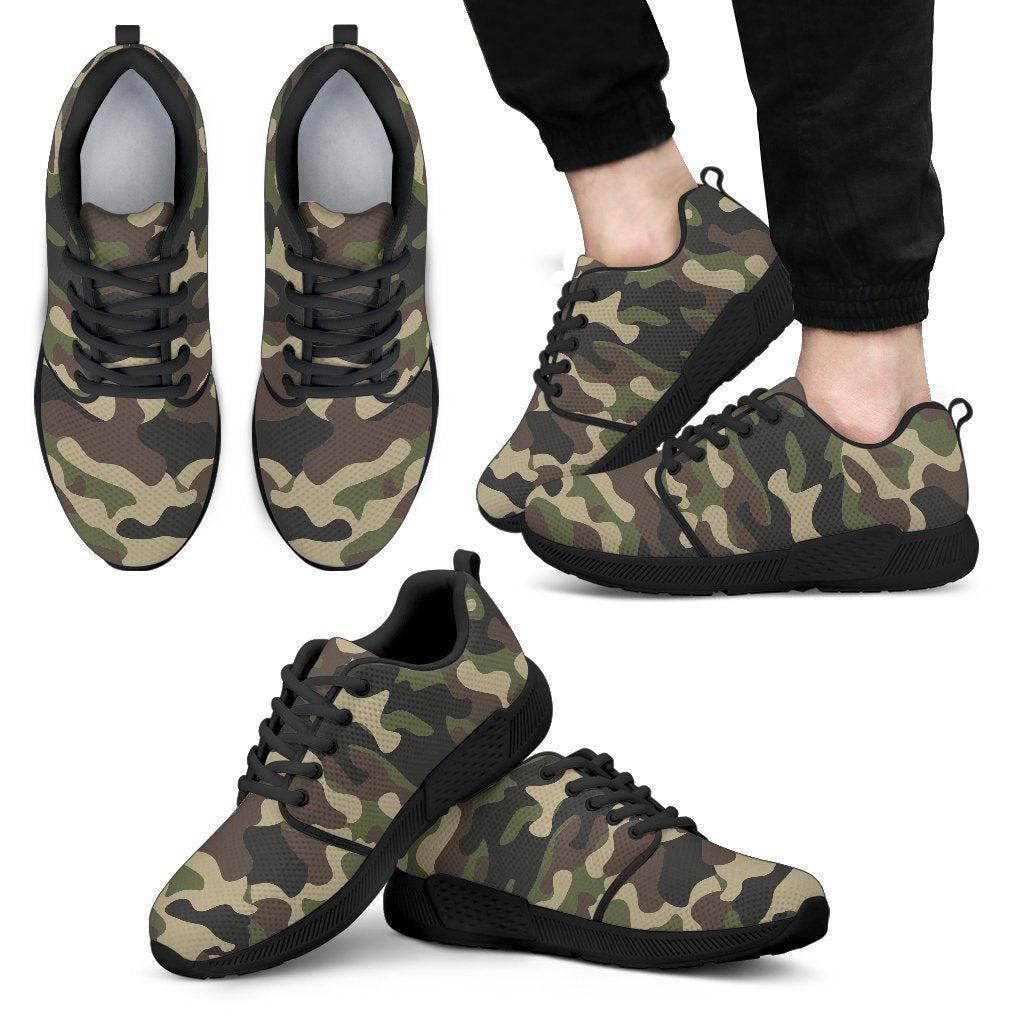 Army Green Camouflage Print Men’S Athletic Shoes