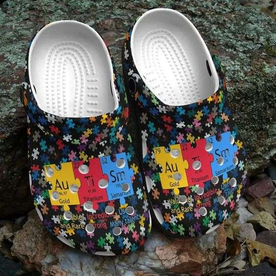 Autism Awareness Day Autism Puzzle Chemical Periodic Table Crocband Clog Shoes