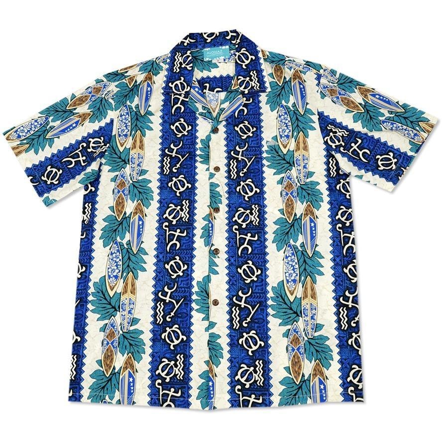 Hieroglyph Blue Hawaii Cotton Shirt Ha3381