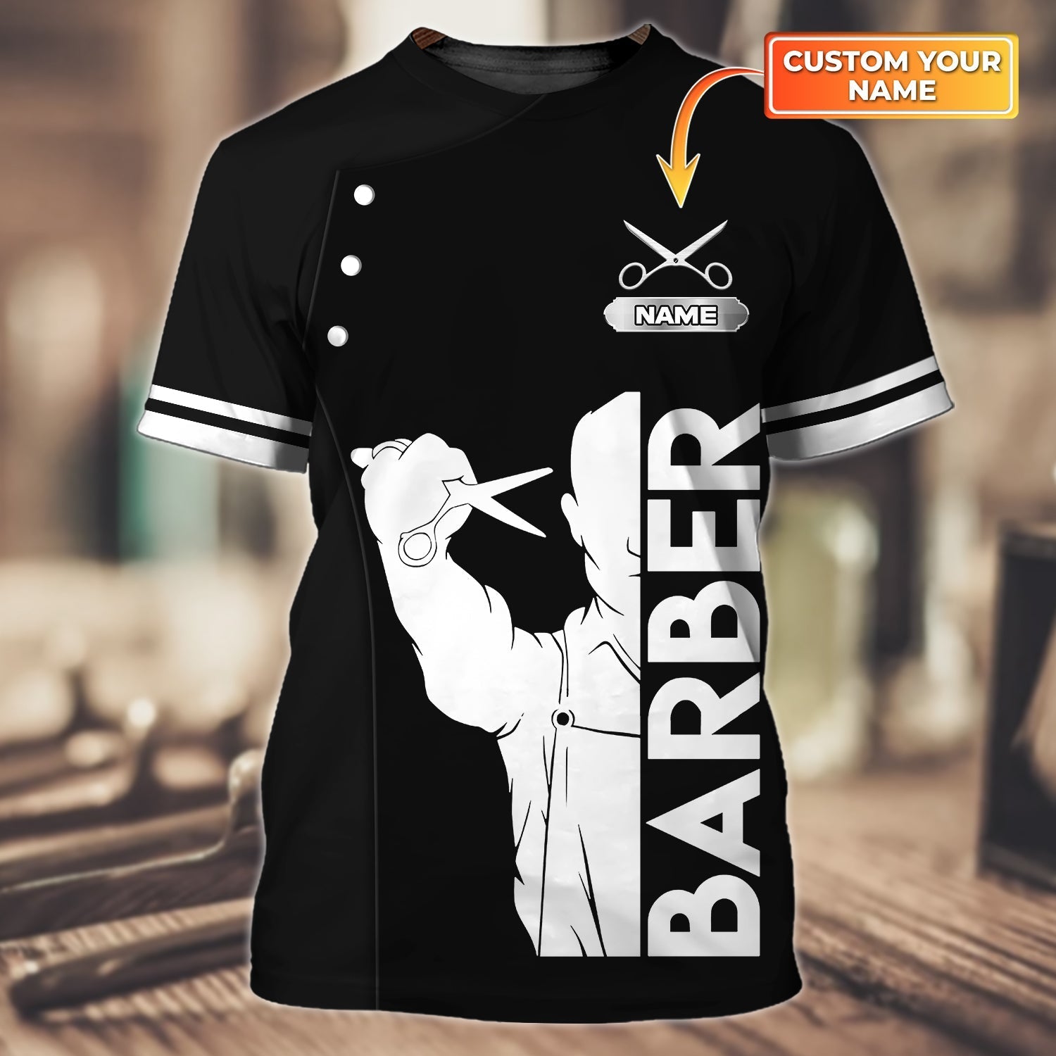 Custom Name 3D All Over Printed T Shirt For Barber Man, Christmas Gift For Barber Man, Barber Shirts For Him