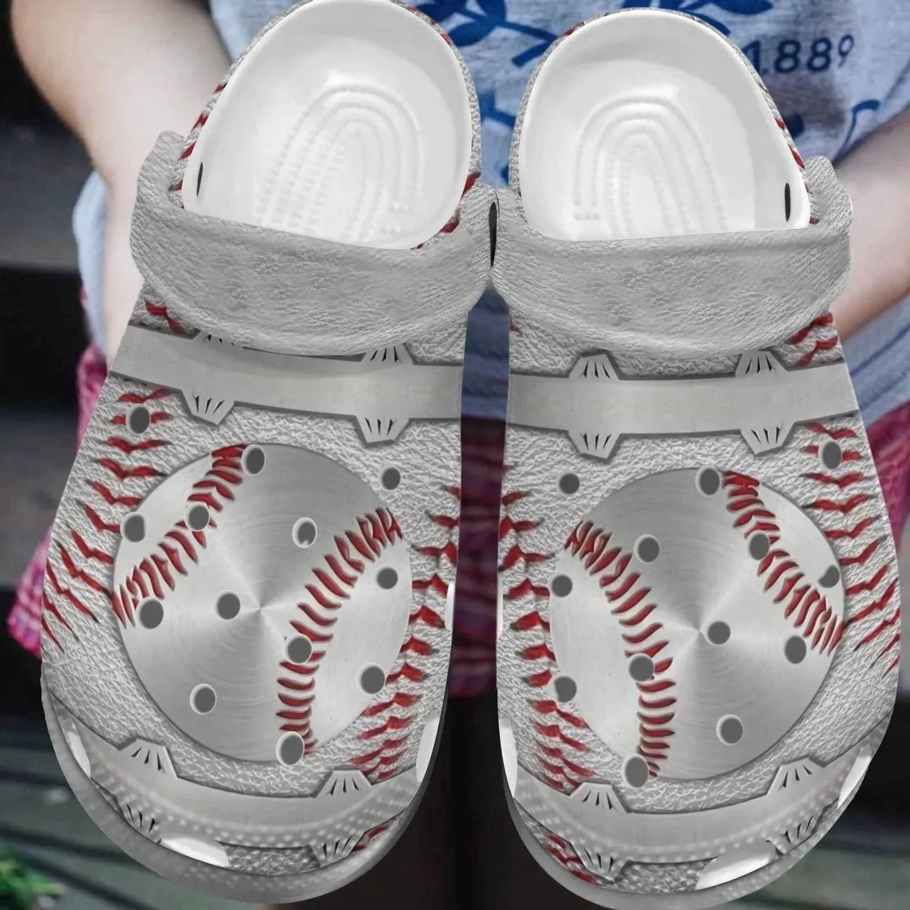 Baseball Personalized Clog Custom Crocss Comfortablefashion Style Comfortable For Women Men Kid Print 3D Silver Baseball