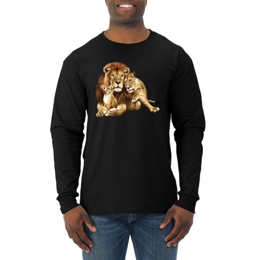 Wild African Lion Family Animal Lover Mens Long Sleeve Shirt