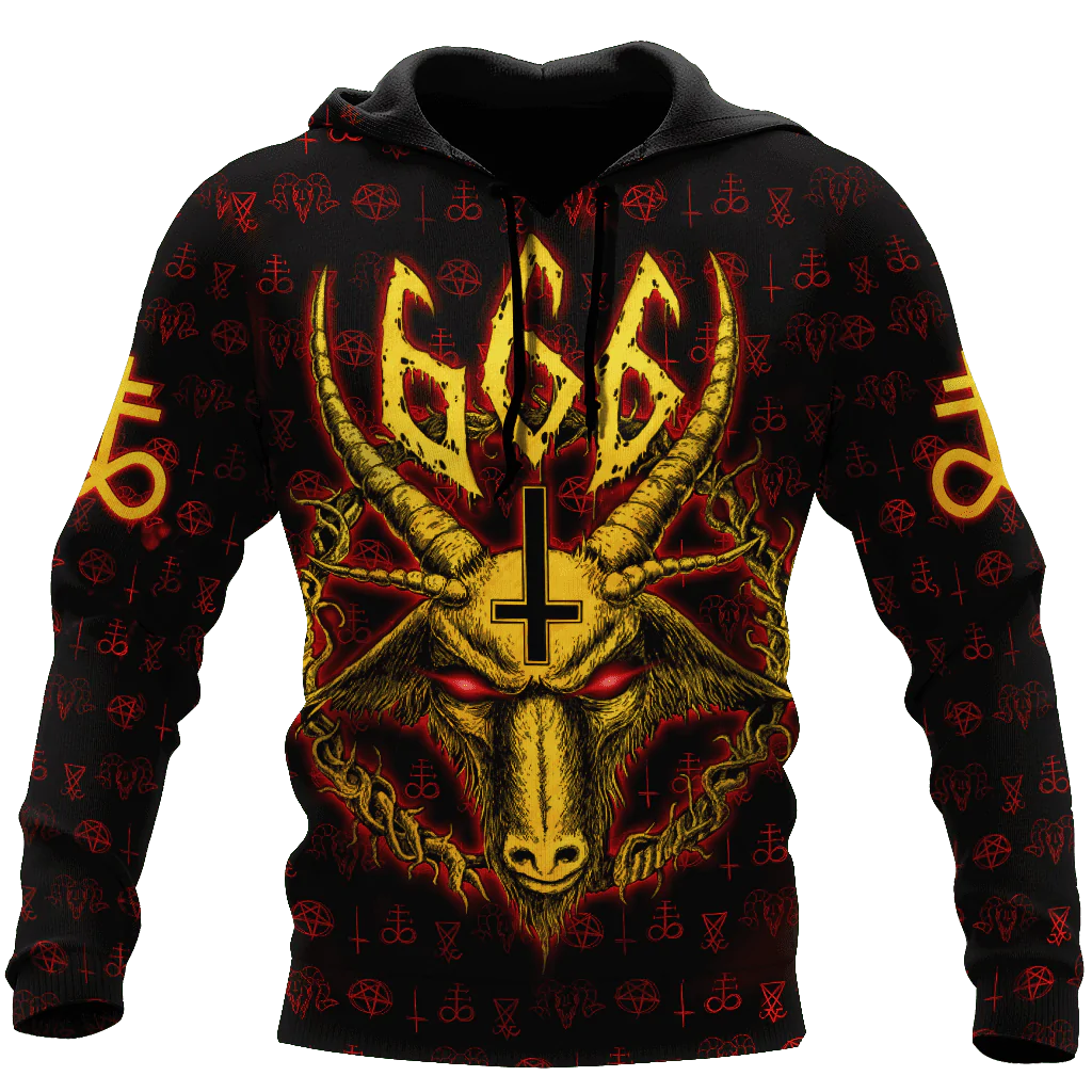 Skull Satanic Devil 3D All Over Printed Unisex Hoodie Skull Premium Hoodies For Adults