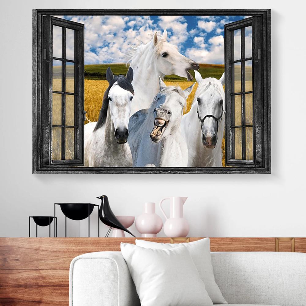 Canvas Wall Art Horses Andalusian Window View Horizontal Canvas Wall Art Appealing Canvas Home Decoration