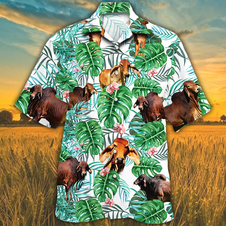 Red Brahman Tropical Plant Hawaii Alpaca Hawaii Hawaii Shirts For Women Ha102326