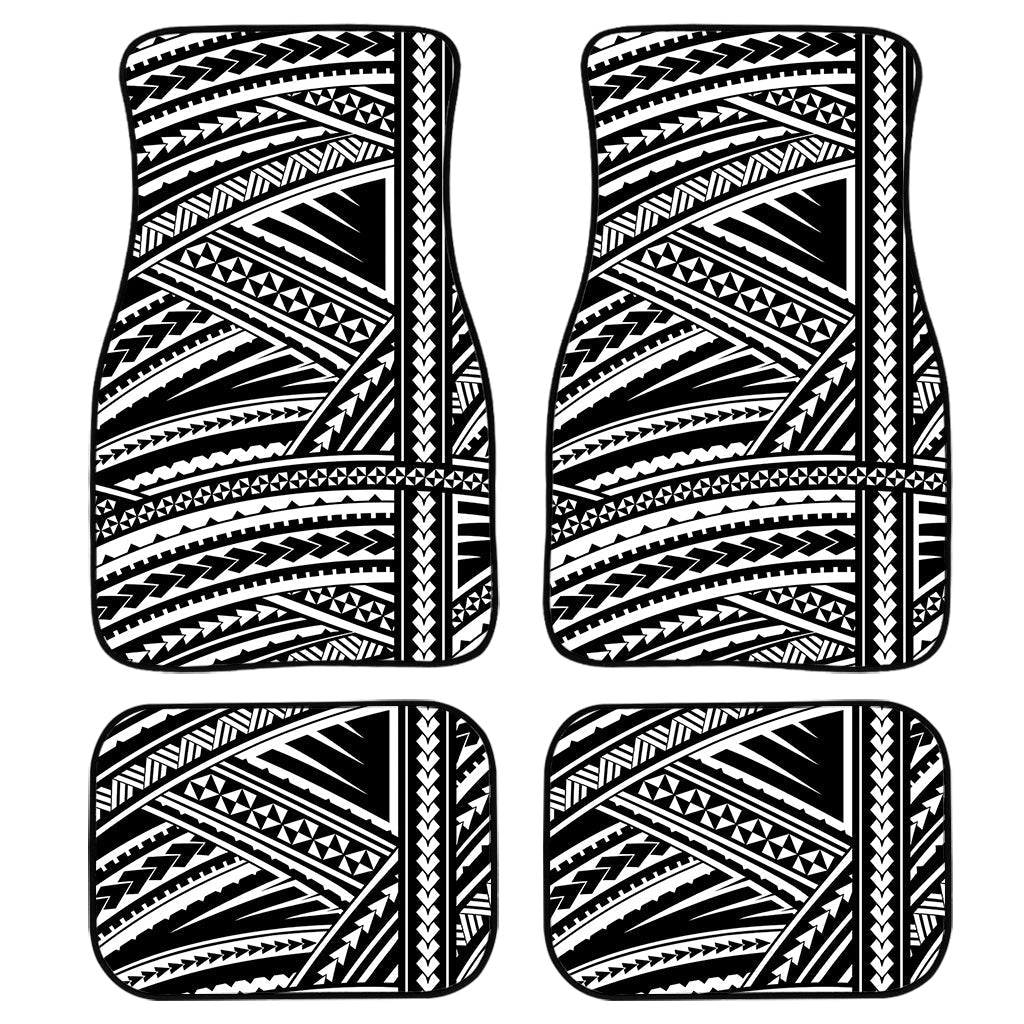 Maori Polynesian Tribal Tattoo Print Front And Back Car Floor Mats, Front Car Mat