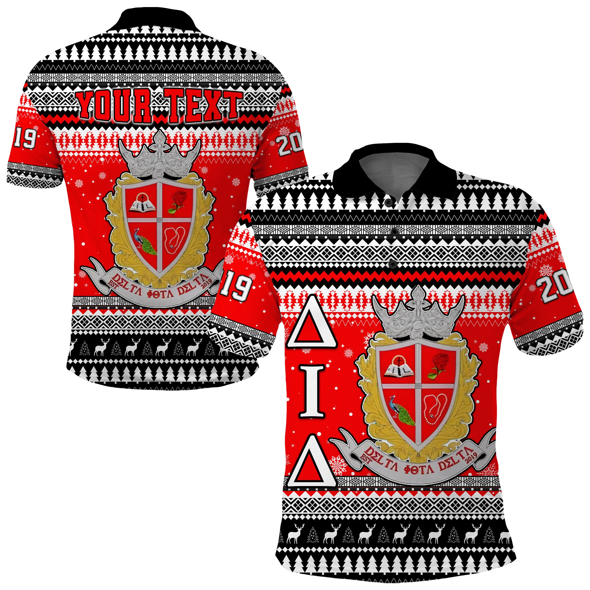 (Custom Personalised) Delta Iota Delta Christmas Polo Shirt African Pattern Lt13