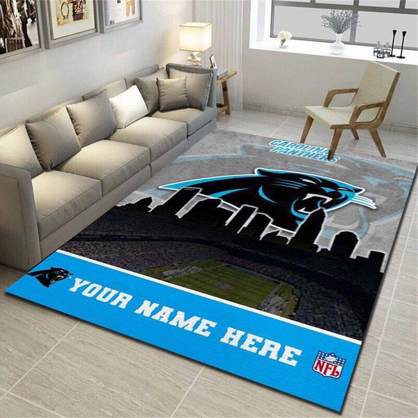 Carolina Panthers Personalized Area Rug, Living Room Carpet, Customized Floor Decor